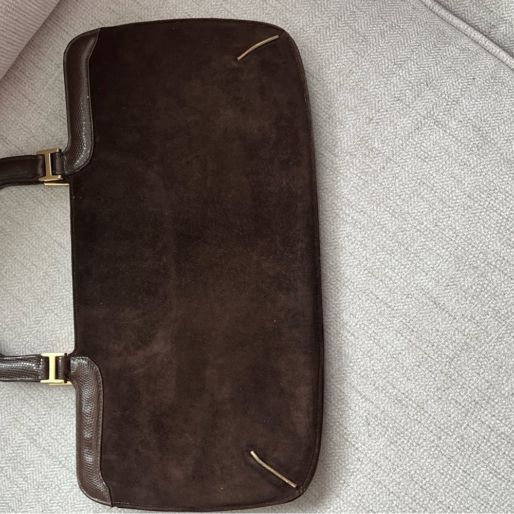 Vintage JH Saks Fifth Avenue Suede and Lizard Hand Bag - Picture 8 of 9